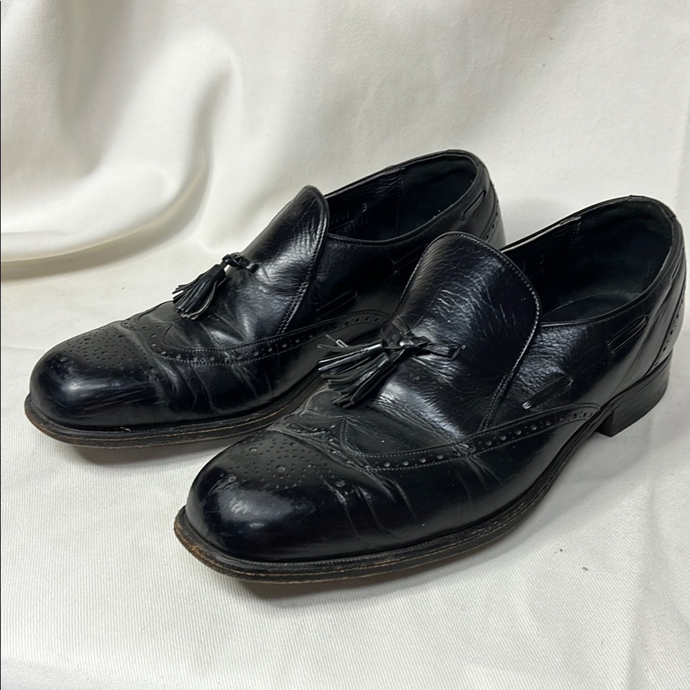 Lehigh steel toe Men's Black Leather Tassel Loafers 9.5